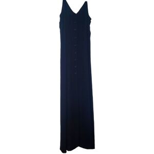 Black Silk Midi Maxi Dress Sz. 4 Button Down